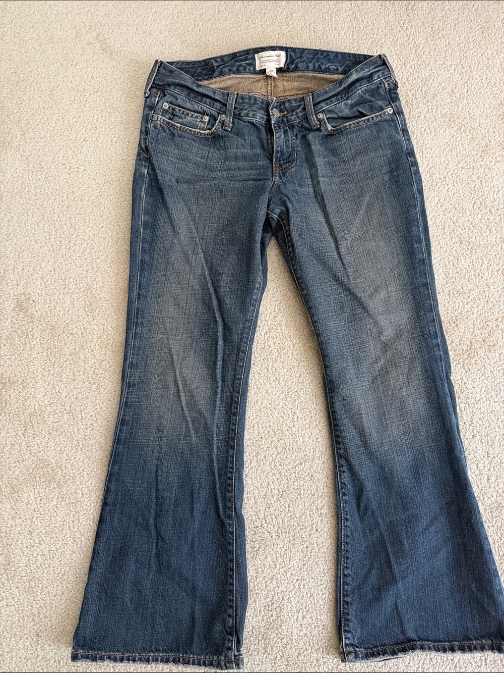 Abercrombie & Fitch Vintage Wash Blue Flare Jeans 2000s 6S 6 Short A&F